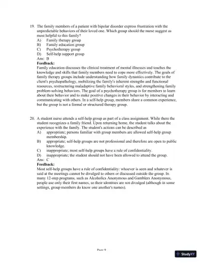 Test Bank For Psychiatric Mental Health Nursing, 6th Edition - Page 10 preview image