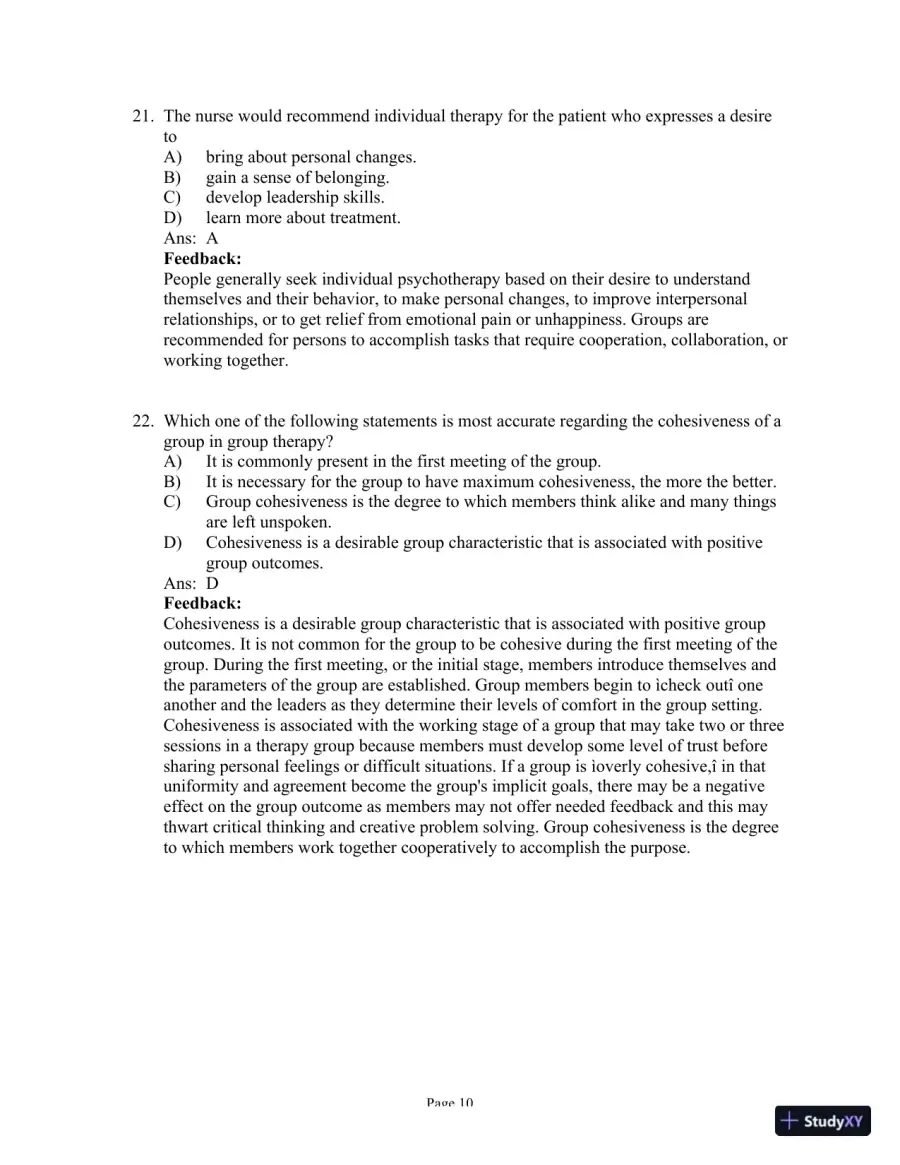Test Bank For Psychiatric Mental Health Nursing, 6th Edition, page 11