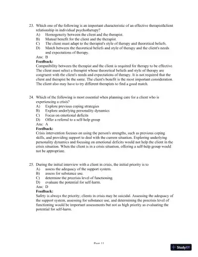 Test Bank For Psychiatric Mental Health Nursing, 6th Edition - Page 12 preview image