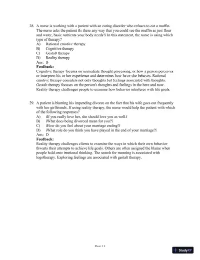 Test Bank For Psychiatric Mental Health Nursing, 6th Edition - Page 14 preview image