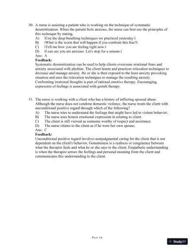 Test Bank For Psychiatric Mental Health Nursing, 6th Edition - Page 15 preview image