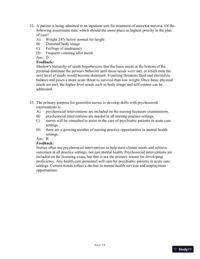 Test Bank For Psychiatric Mental Health Nursing, 6th Edition - Page 16 preview image