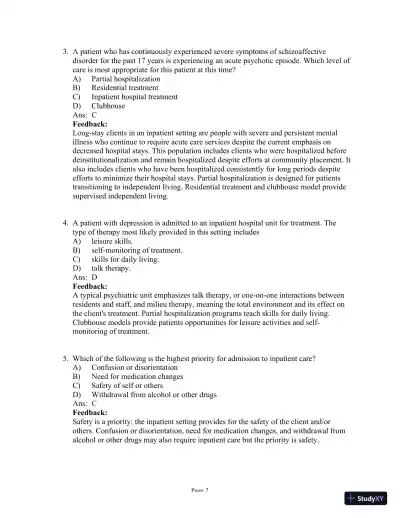 Test Bank For Psychiatric Mental Health Nursing, 6th Edition - Page 19 preview image