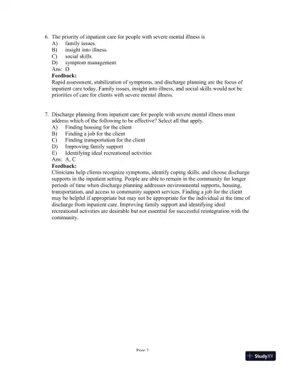 Test Bank For Psychiatric Mental Health Nursing, 6th Edition - Page 20 preview image