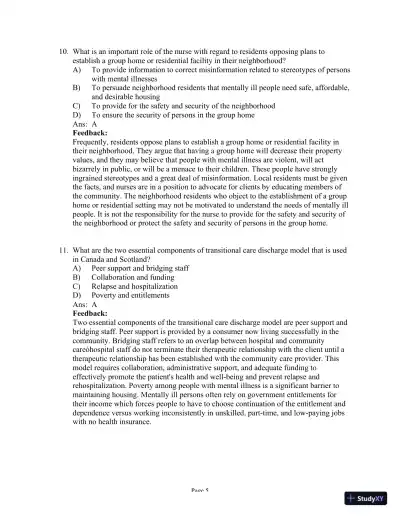 Test Bank For Psychiatric Mental Health Nursing, 6th Edition - Page 22 preview image