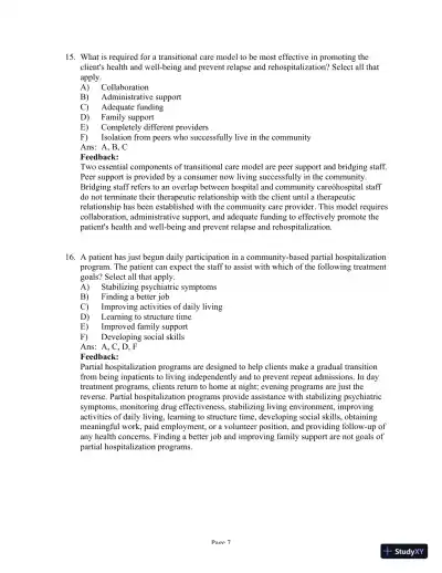 Test Bank For Psychiatric Mental Health Nursing, 6th Edition - Page 24 preview image