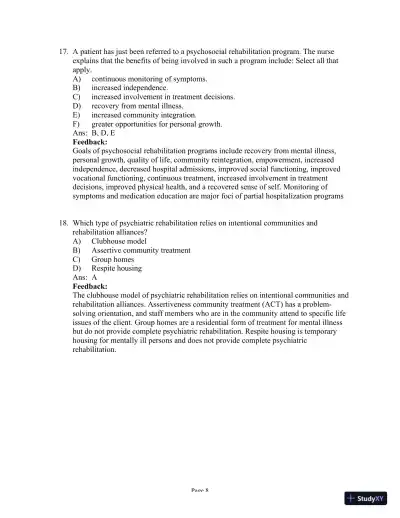 Test Bank For Psychiatric Mental Health Nursing, 6th Edition - Page 25 preview image