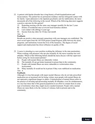 Test Bank For Psychiatric Mental Health Nursing, 6th Edition - Page 27 preview image