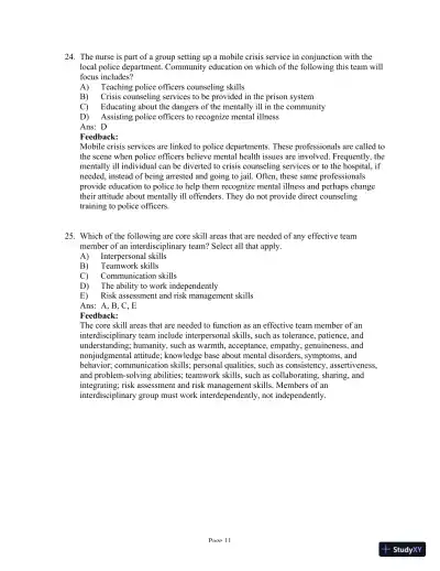 Test Bank For Psychiatric Mental Health Nursing, 6th Edition - Page 28 preview image