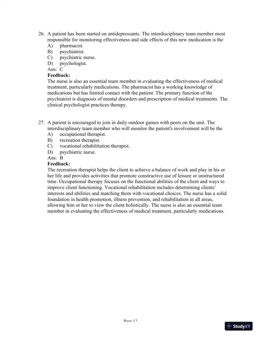 Test Bank For Psychiatric Mental Health Nursing, 6th Edition, page 29