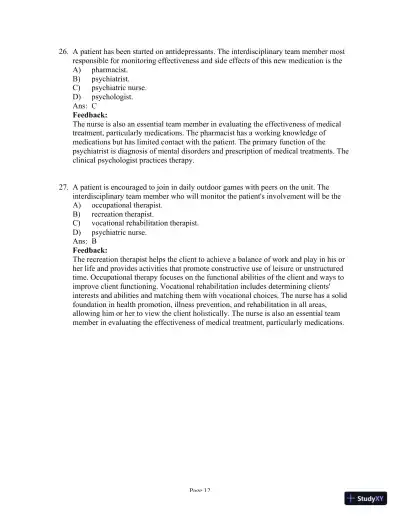 Test Bank For Psychiatric Mental Health Nursing, 6th Edition - Page 29 preview image