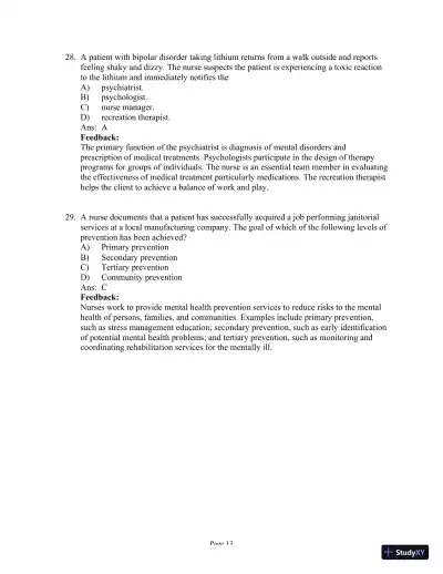 Test Bank For Psychiatric Mental Health Nursing, 6th Edition - Page 30 preview image