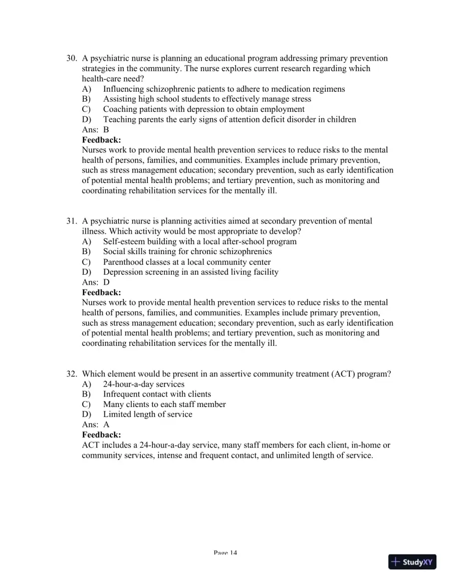 Test Bank For Psychiatric Mental Health Nursing, 6th Edition, page 31