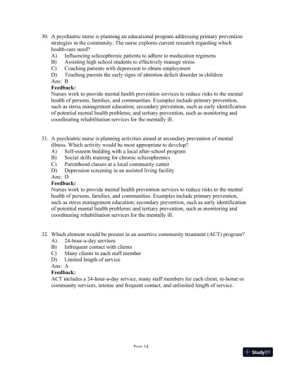 Test Bank For Psychiatric Mental Health Nursing, 6th Edition - Page 31 preview image