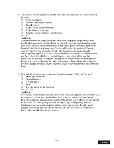 Test Bank For Psychiatric Mental Health Nursing, 6th Edition - Page 5 preview image