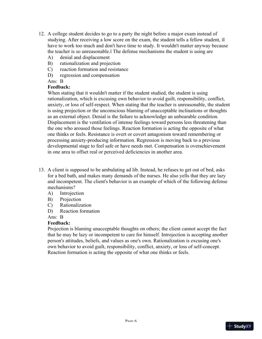 Test Bank For Psychiatric Mental Health Nursing, 6th Edition, page 7