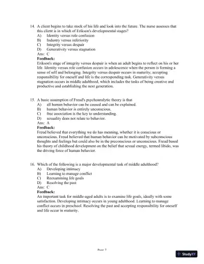 Test Bank For Psychiatric Mental Health Nursing, 6th Edition - Page 8 preview image