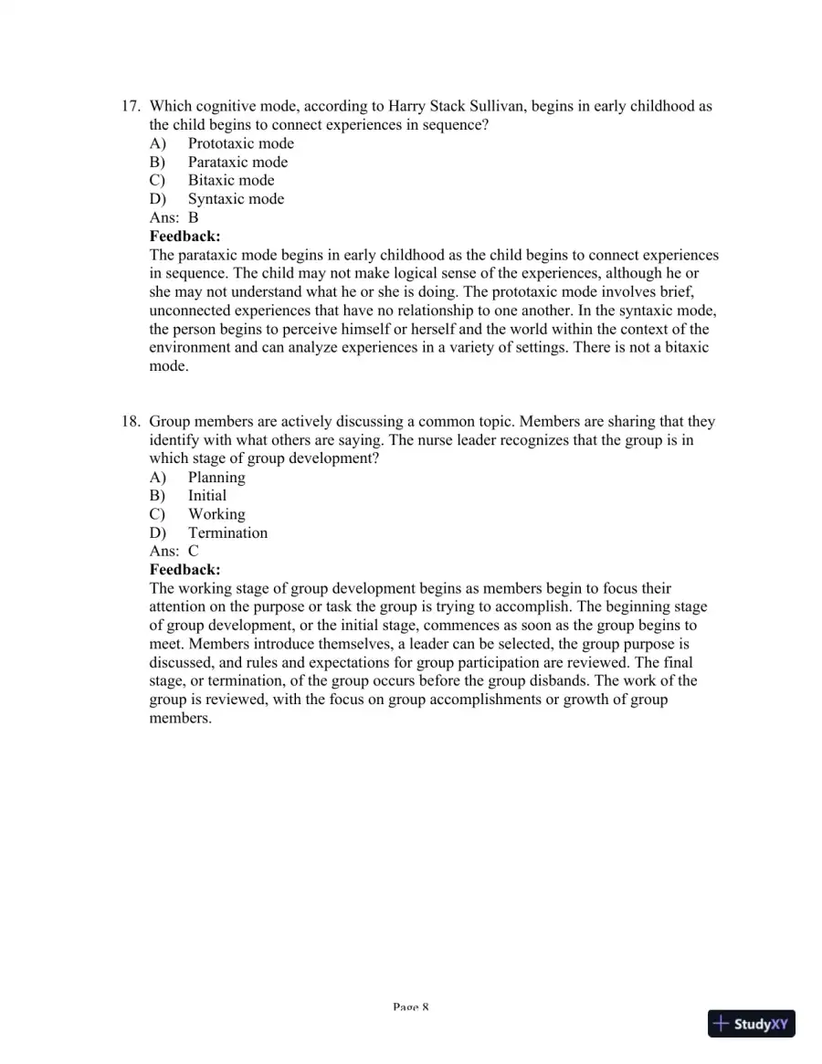 Test Bank For Psychiatric Mental Health Nursing, 6th Edition, page 9