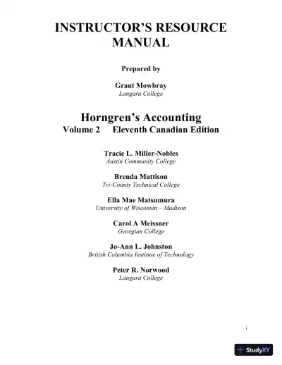 Lecture Notes for Horngren's Accounting, Volume 2, Eleventh Canadian Edition - Page 1 preview image