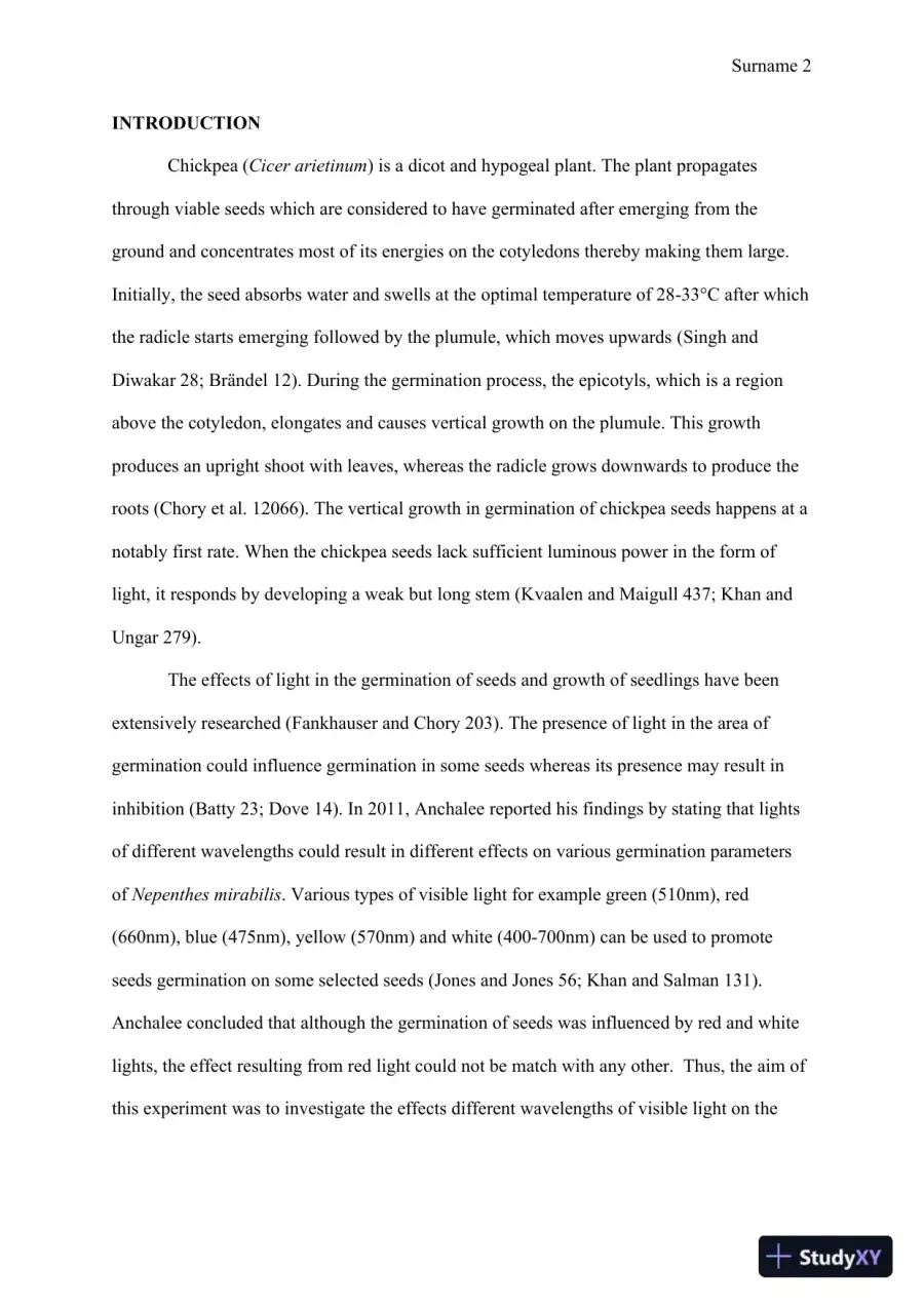 Investigating the effect of different wavelengths of light on germination of Cicer arietinum, page 3