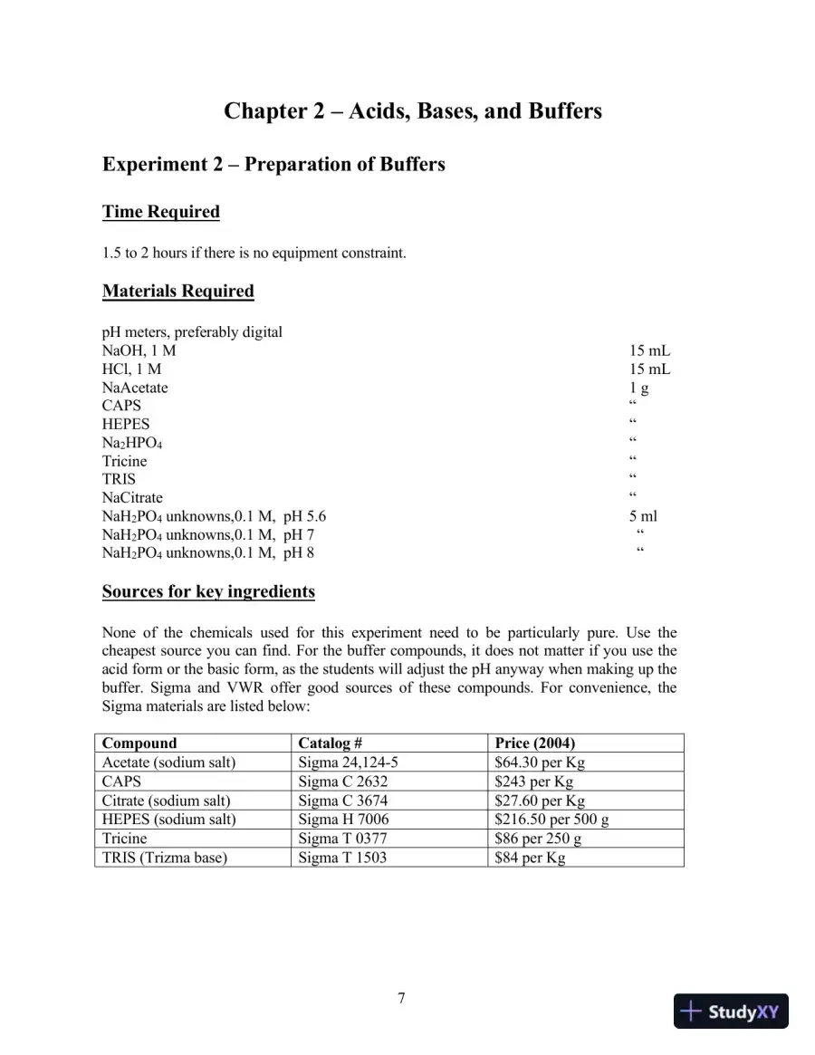 Solution Manual For Experiments in Biochemistry: A Hands-on Approach, 2nd Edition, page 14