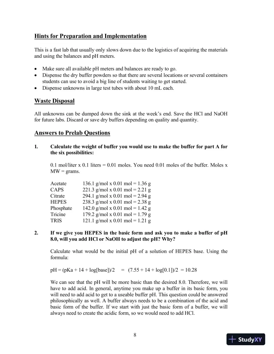 Solution Manual For Experiments in Biochemistry: A Hands-on Approach, 2nd Edition, page 15