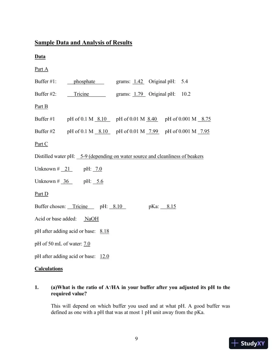 Solution Manual For Experiments in Biochemistry: A Hands-on Approach, 2nd Edition, page 16