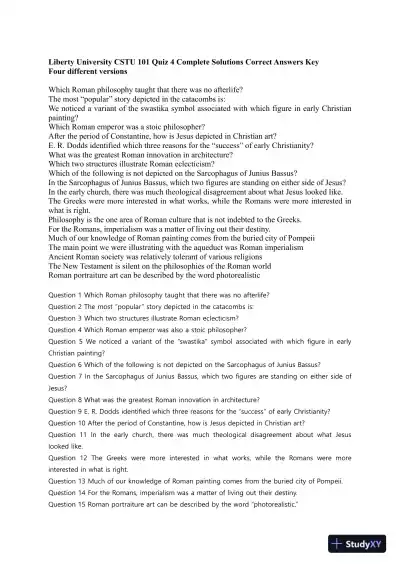CSTU 101 Liberty University Quiz 4 Complete Solutions Correct Answers Key - Page 1 preview image