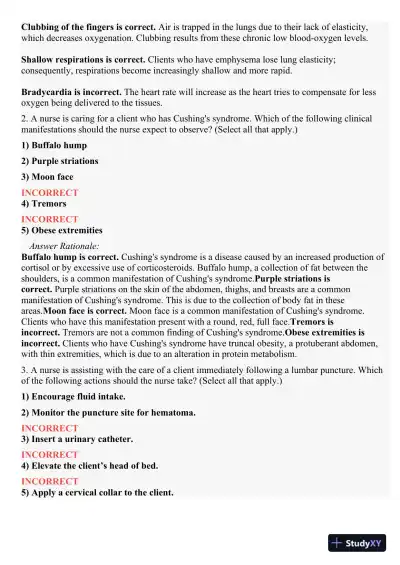 2021 HESI PN Medical surigical Proctored Exam Versions 2 With Answers (73 Solved Questions) - Page 3 preview image