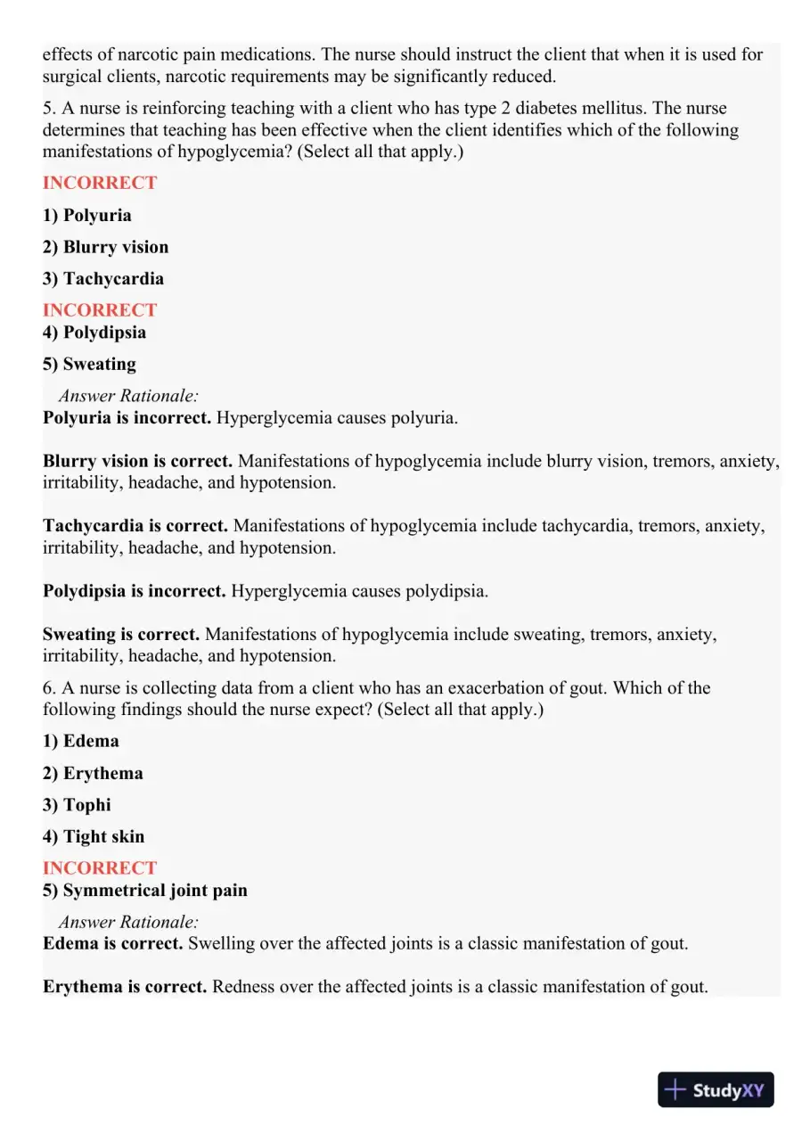 2021 HESI PN Medical surigical Proctored Exam Versions 2 With Answers (73 Solved Questions), page 5