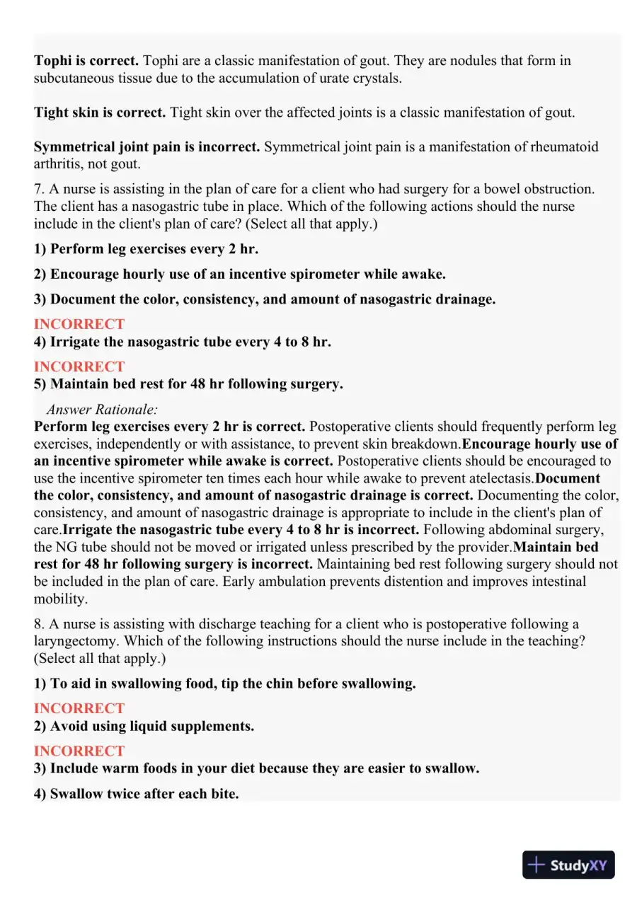 2021 HESI PN Medical surigical Proctored Exam Versions 2 With Answers (73 Solved Questions), page 6