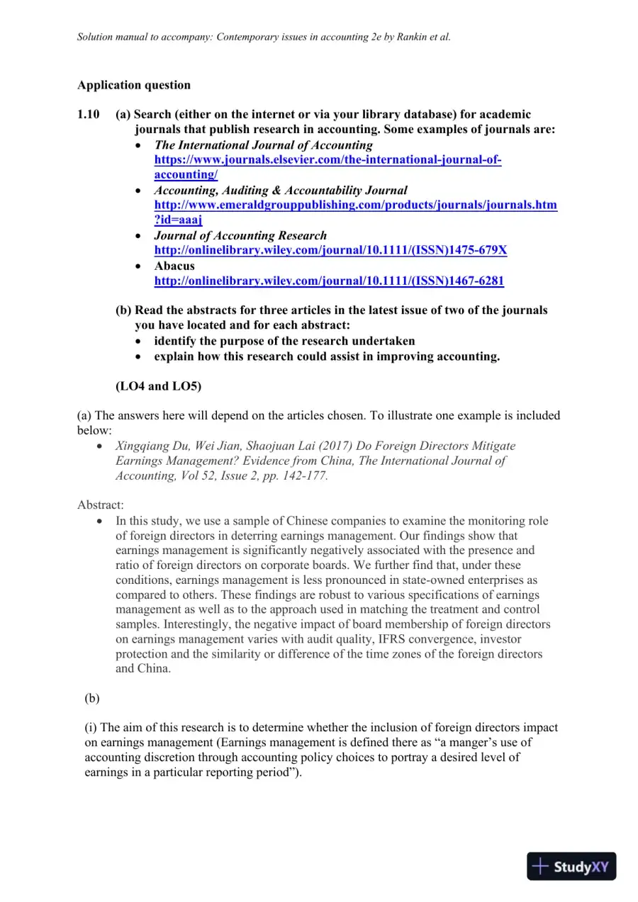 Solution Manual for Contemporary Issues in Accounting, 2nd Edition, page 16