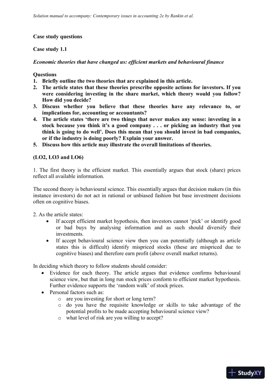 Solution Manual for Contemporary Issues in Accounting, 2nd Edition, page 18