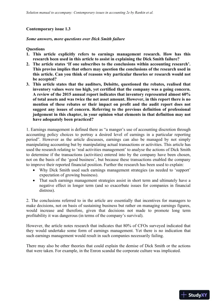 Solution Manual for Contemporary Issues in Accounting, 2nd Edition, page 6