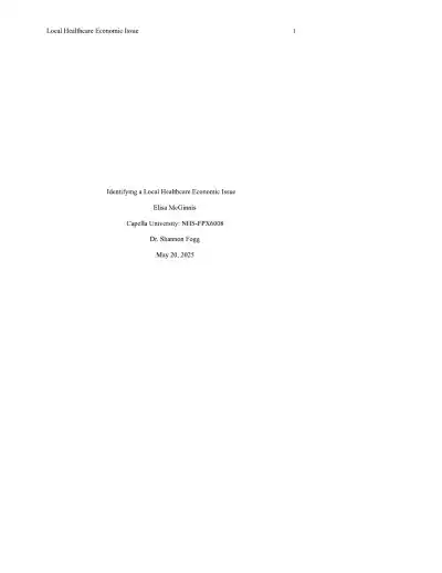 Identifying a Local Healthcare Economic Issue - Page 1 preview image