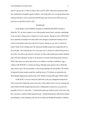 Identifying a Local Healthcare Economic Issue - Page 3 preview image