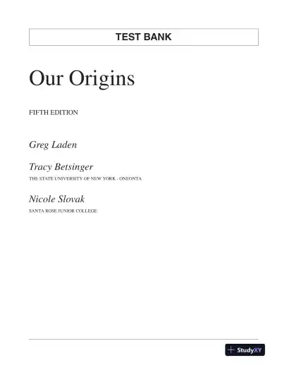 Test Bank For Our Origins, 5th Edition - Page 1 preview image