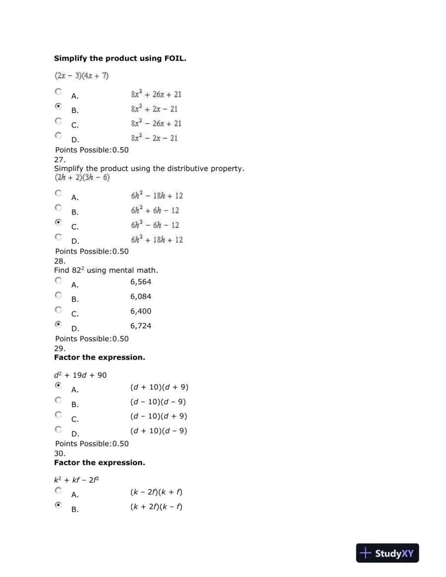 Algebra: Simplifying, Factoring, and Expanding Expressions, page 8
