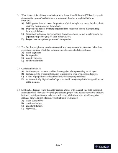 Social Psychology: The Science of Everyday Life First Edition Test Bank - Page 10 preview image