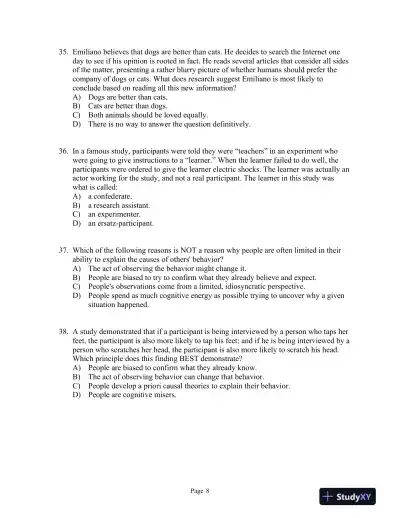Social Psychology: The Science of Everyday Life First Edition Test Bank - Page 11 preview image