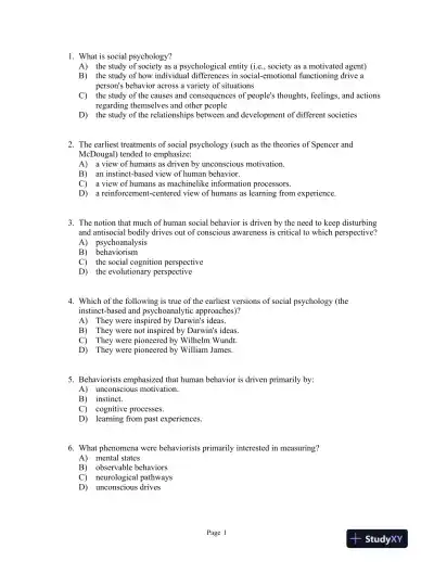 Social Psychology: The Science of Everyday Life First Edition Test Bank - Page 4 preview image