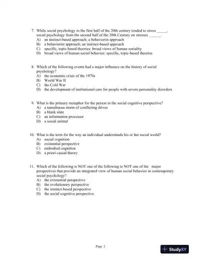 Social Psychology: The Science of Everyday Life First Edition Test Bank - Page 5 preview image