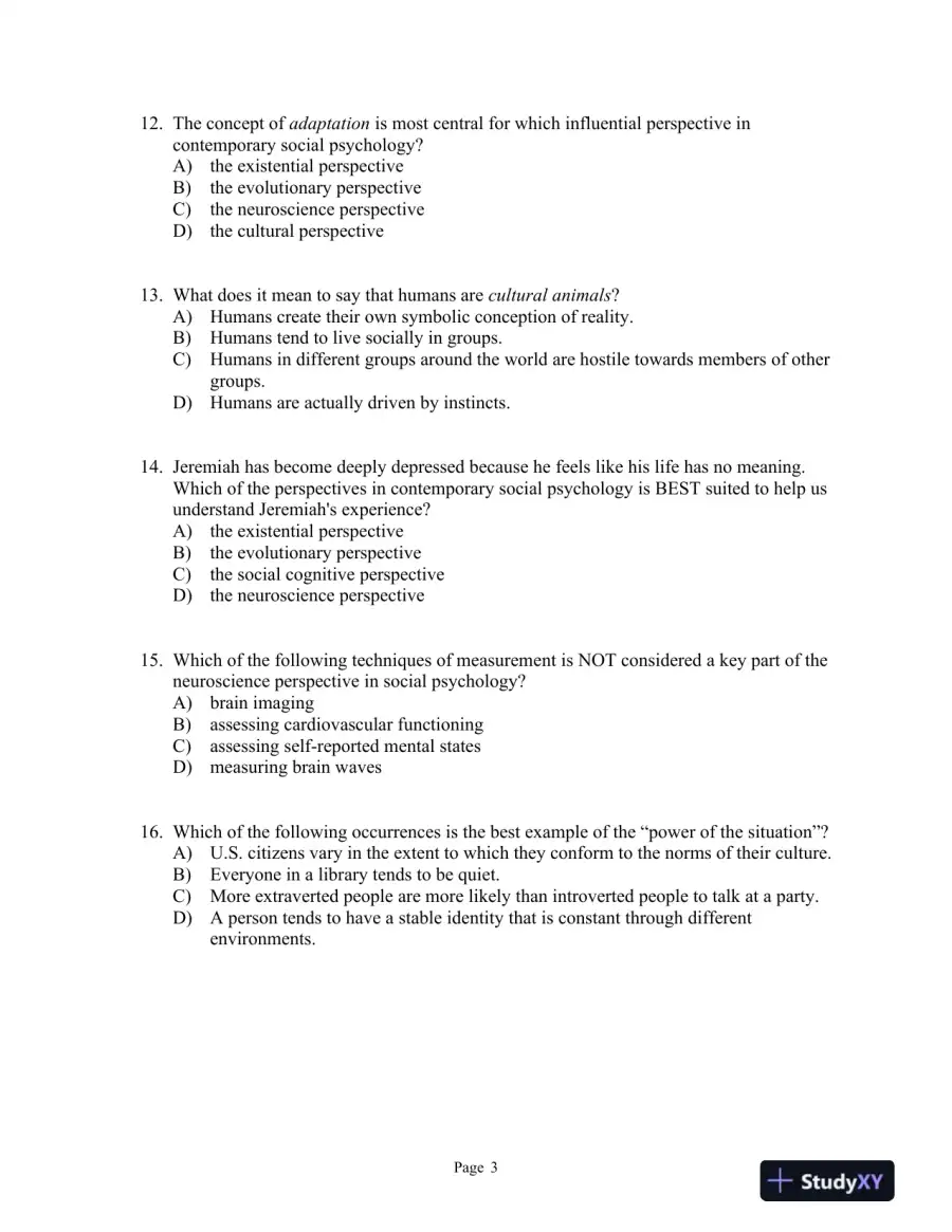Social Psychology: The Science of Everyday Life First Edition Test Bank, page 6