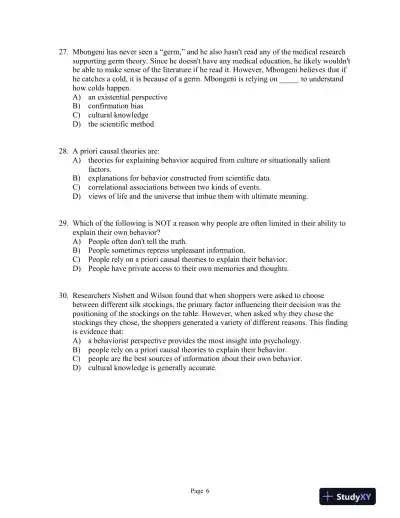 Social Psychology: The Science of Everyday Life First Edition Test Bank - Page 9 preview image