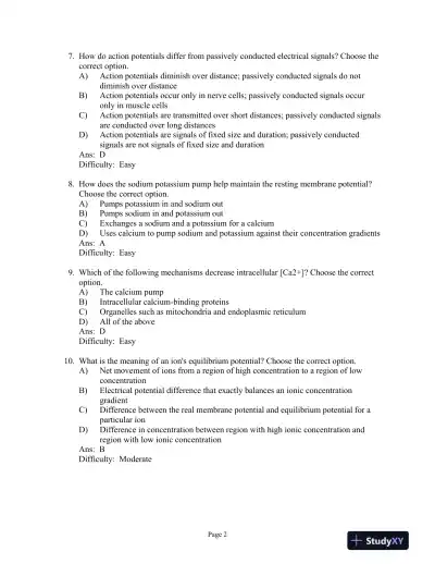 Test Bank For Neuroscience: Exploring the Brain, 3rd Edition - Page 12 preview image