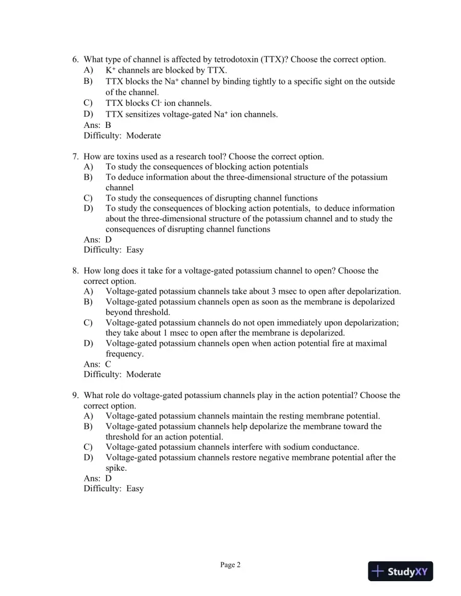 Test Bank For Neuroscience: Exploring the Brain, 3rd Edition, page 16