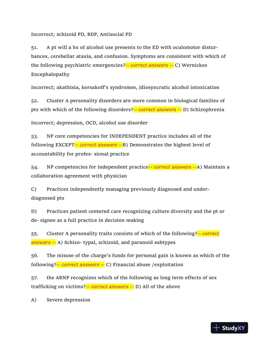 2024 NRNP6665 Mental Health Midterm Exam With Answers (409 Solved Questions), page 10