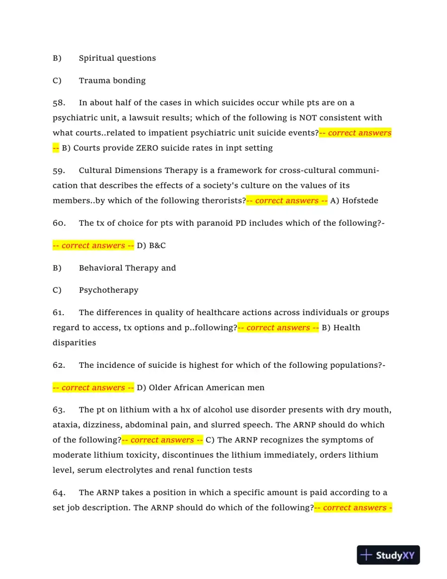 2024 NRNP6665 Mental Health Midterm Exam With Answers (409 Solved Questions), page 11