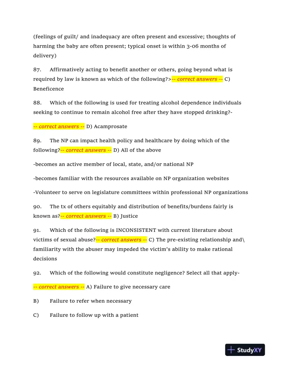 2024 NRNP6665 Mental Health Midterm Exam With Answers (409 Solved Questions), page 15