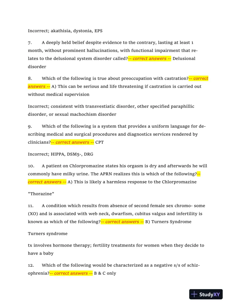 2024 NRNP6665 Mental Health Midterm Exam With Answers (409 Solved Questions), page 3